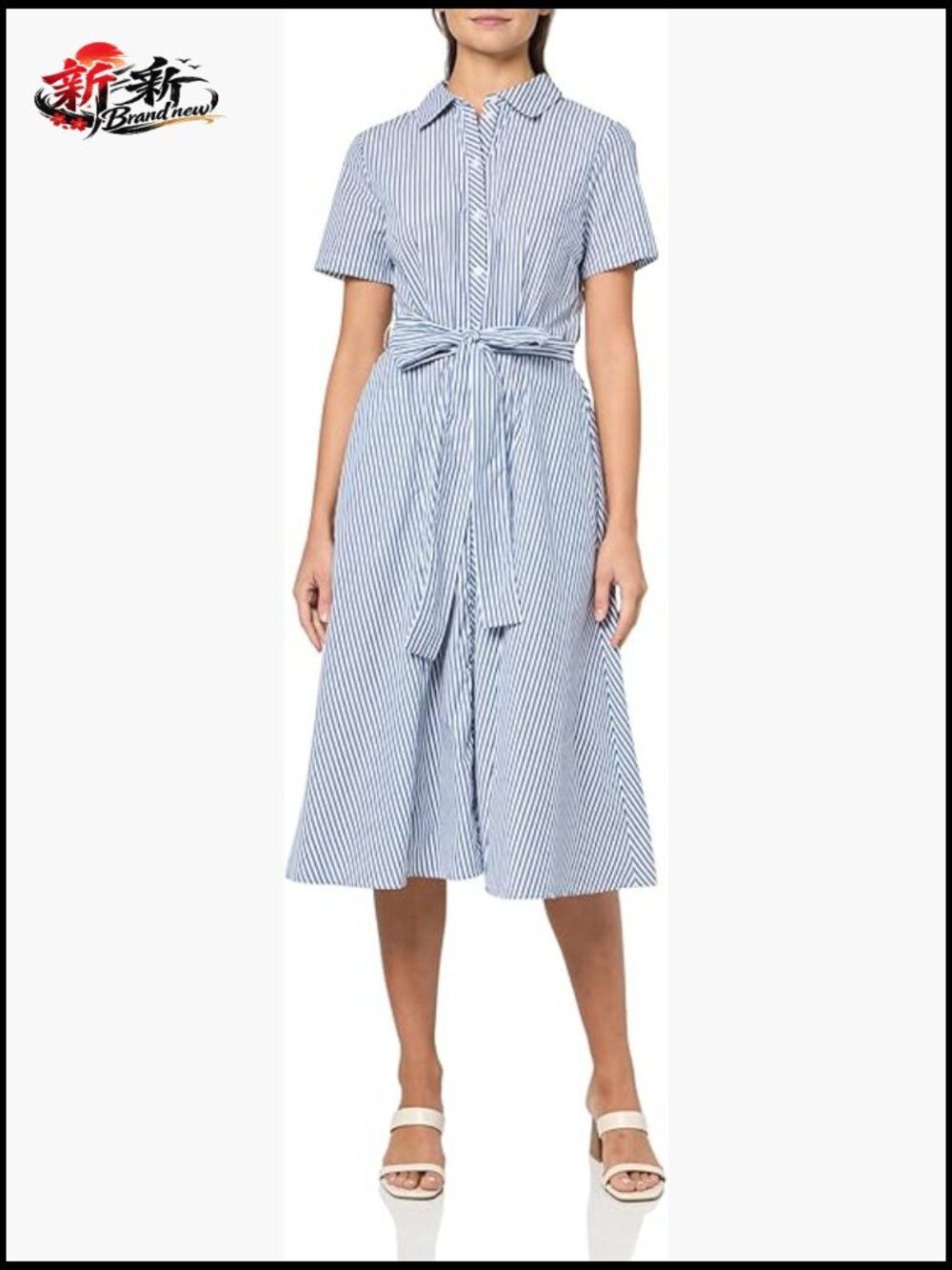 Short Sleeve Collared Self Tie Shirt Dress Midi A-Line